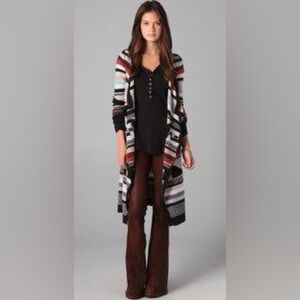 Free people Aztec Boho Southwestern long cardigan duster mohair angora small GUC